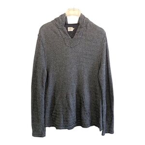 Faherty Men’s Herringbone French Terry Beach Hoodie in Granite Size L